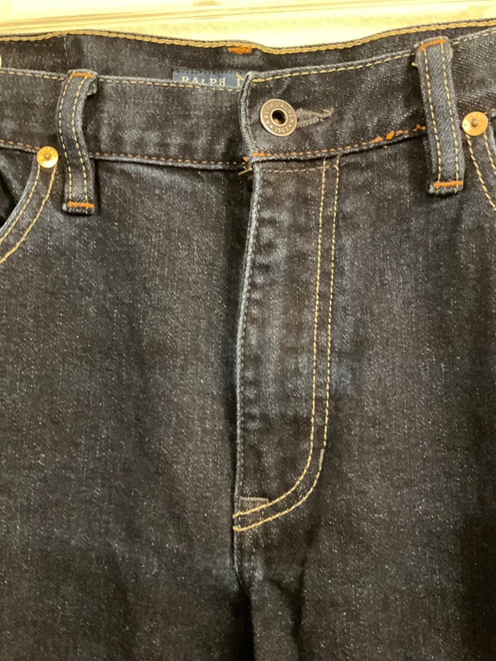 Vintage Style "Ralph Lauren" Wns Thomson 650 Heavy Wet Dark Denim Jeans Size 32